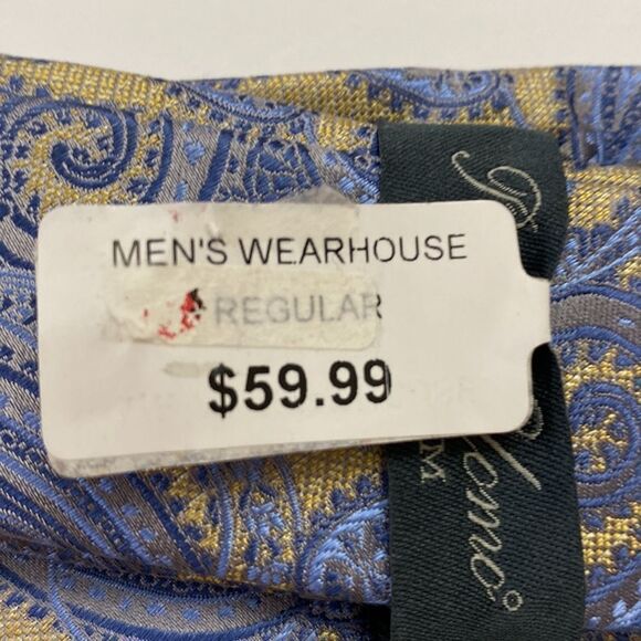 ProntoUomo platinum Mens wearhouse baby blue butter yellow paisley regular - Picture 5 of 7